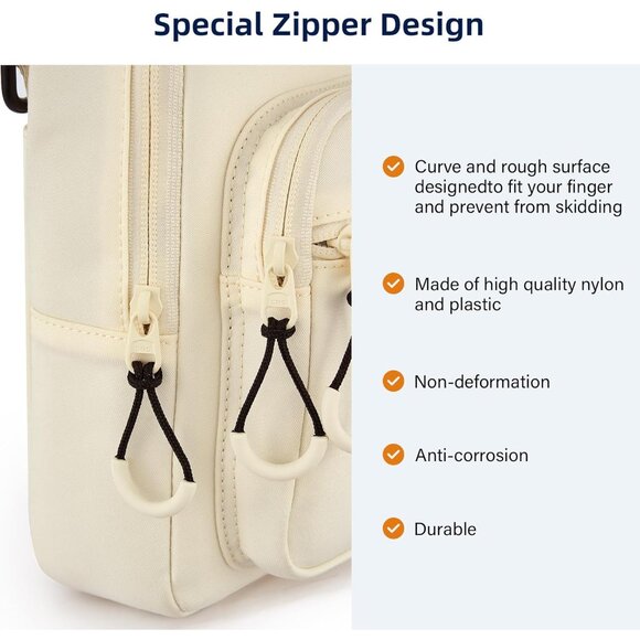 Unisex Crossbody Bag Lightweight Water-Resistant Multiple Zipper Pockets - Picture 6 of 9